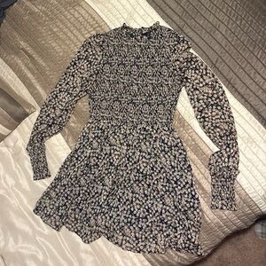Lulu's Black and Cream Long Sleeve Dress